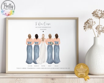 Regalo para primos en su boda, regalo para la novia, regalo de las damas de honor para la novia, regalo de la dama de honor, recuerdo de boda, regalo para la futura novia