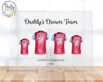 Father's Day Football Family Gift, Football Shirt Plaque, Daddy's Dream Team Present, Family Print, Gift For Dad, Step-Dad, Grandad