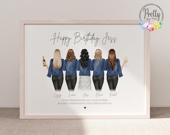 Bester Freund Geburtstagsgeschenk, Freundschaftsgruppe Print, Gruppe Bester Freund Geschenk, Geburtstagsgeschenk für Sie