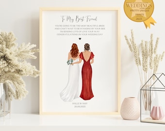 Best Friend on her Wedding Day Gift, Thank You Gifts, Best Friend Wedding Gift, Personalised Wedding Print, Gift to Bride, Q1
