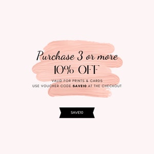 a pink background with the words purchase 3 or more 10 % off