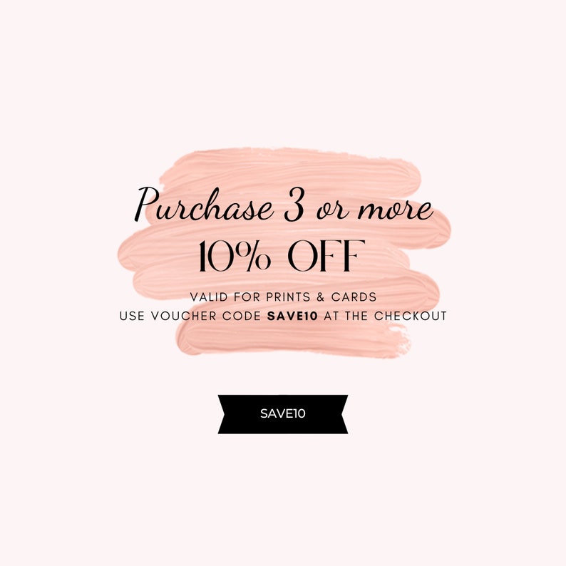 a pink background with the words purchase 3 or more 10 % off