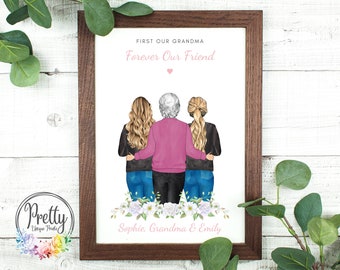 Gift For Grandma, Personalised Grandma Print, Gift For Grandparent, Personalized Mothers Day Print, Grandma & Grandchild Gift, Granddaughter