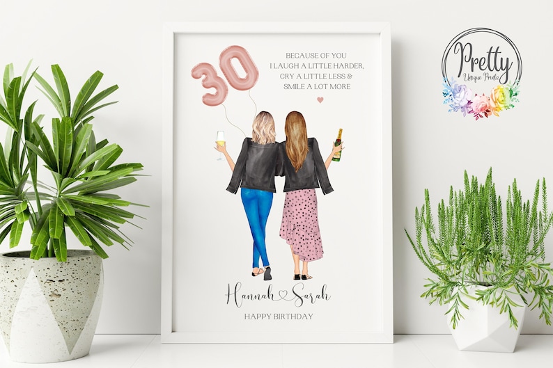 30th Birthday Gift For Her, Personalised 30th Birthday Present, Best Friend Print image 1