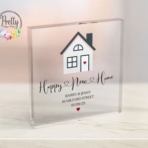 Personalised New Home Acrylic Block, Happy New Home, Personalized Moving Gift, Housewarming Present, First Home Gift, New Home Present