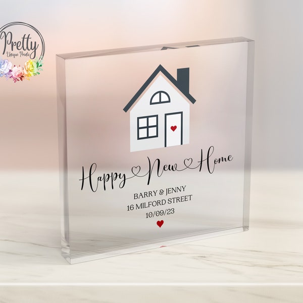 Personalised New Home Acrylic Block, Happy New Home, Personalized Moving Gift, Housewarming Present, First Home Gift, New Home Present