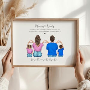 Personalised Family Print, Mum And Dad Gifts, Family Portrait, Family Wall Art, Mothers Day Gifts, Fathers Day Gifts, Family Christmas Gift