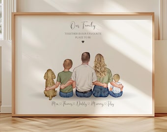 Personalised Family Print, Custom Family Wall Art, Family Portrait, Family Gifts, Housewarming Gift, Mother's Day Gift, Father's Day Gift
