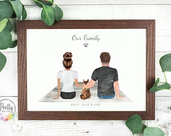 Personalised Handmade Cat Print, Custom Cat Owner Gift, Custom Family Pet Portrait, Personalized Gift, Cat and Owner Gift, Cat Lovers Gift