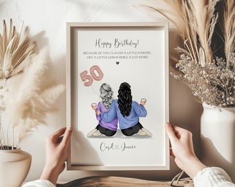 50th Birthday Gift For Her, 50th Personalised Group Best Friends Birthday Print, 50th Besties Birthday Gifts, Any Age Birthday Gift