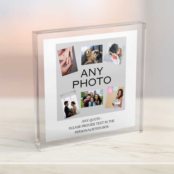 Personalised Any Photo Block, Custom Quote Acrylic Photo, Personliase This Acrylic Block With Your Own Photo And Quote