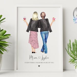 Personalised Mother And Daughter Print, Personalized Mom And Daughter Print, Birthday Gift For Mum, Gift For Mom, Gift For Daughter