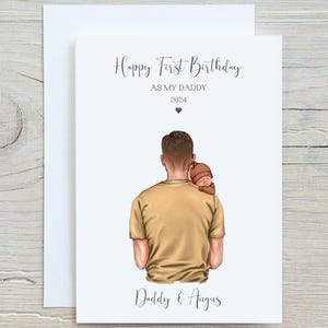 Cartão de primeiro aniversário como meu pai, cartão de aniversário personalizado para novo pai, presentes para novo pai, cartão para papai, cartão para marido, cartão para recém-nascido, cartão para ele