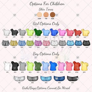 a chart of different types of clothes for children