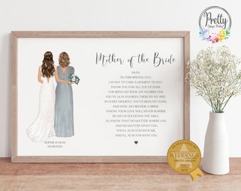 Personalised Gift For Mother Of The Bride, Mother and Daughter Print, Mother of the Bride Gift