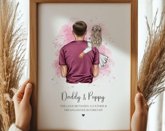 Cadeau personnalisé pour papa, impression papa et fille, cadeau de fête des pères, cadeau d'anniversaire de papa, cadeau pour lui