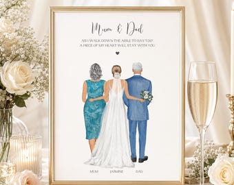 Regalo para los padres de la novia, lámina personalizada para la boda de mamá y papá, regalo para los padres el día de la boda.