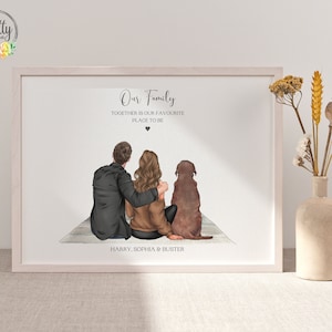 Personalised Couple with Dog Print, Pet and Owner Gift, Valentine's Day Gift From Dog, Dog Mum and Dad Print, Dog Family Print