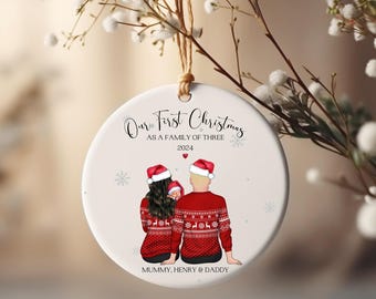Boule De Noël Personnalisable Avec Prénom - Double Face, 3 Tailles - Cadeau Personnalisé Pour Enfants, Parents, Couples