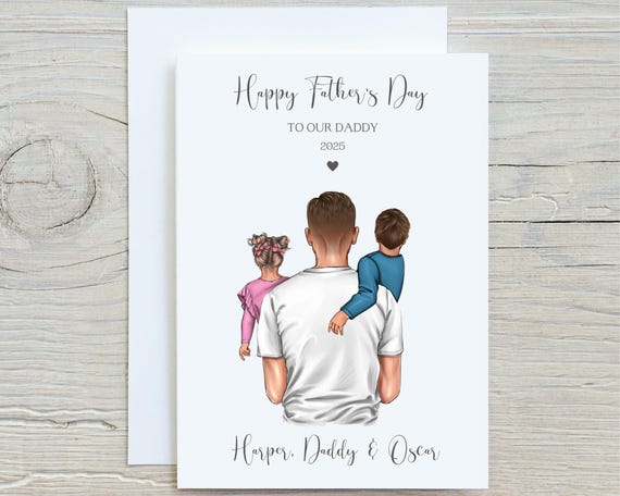 Personalised Father's Day Card From Children, Unique Father's Day Card, Custom Father's Day Card
