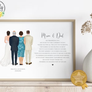Regalo para mis padres el día de mi boda, regalo personalizado de los novios, regalo para mamá, regalo para papá, impresión de boda personalizada