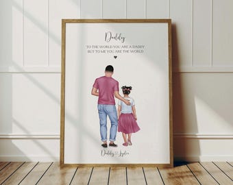 Personalised Gift for Dad from Son, Daughter Custom Portrait, Father's Day Unique Gift, Birthday Daddy, Custom Print, Fathers Day Gifts