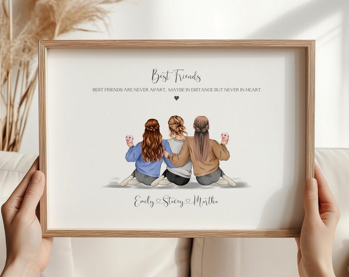 Personalised Group Best Friends Print, Group Friendship Print, Besties Gifts, Best Friends Birthday Print