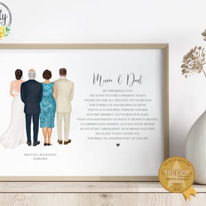Regalo para mis padres el día de mi boda, regalo personalizado de los novios, regalo para mamá, regalo para papá, impresión de boda personalizada