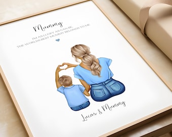 Personalised Mothers Day Gift, Gift For Mummy, Mum and Son Print, Mummy Birthday Present, Gift From Son, Mummy Gifts