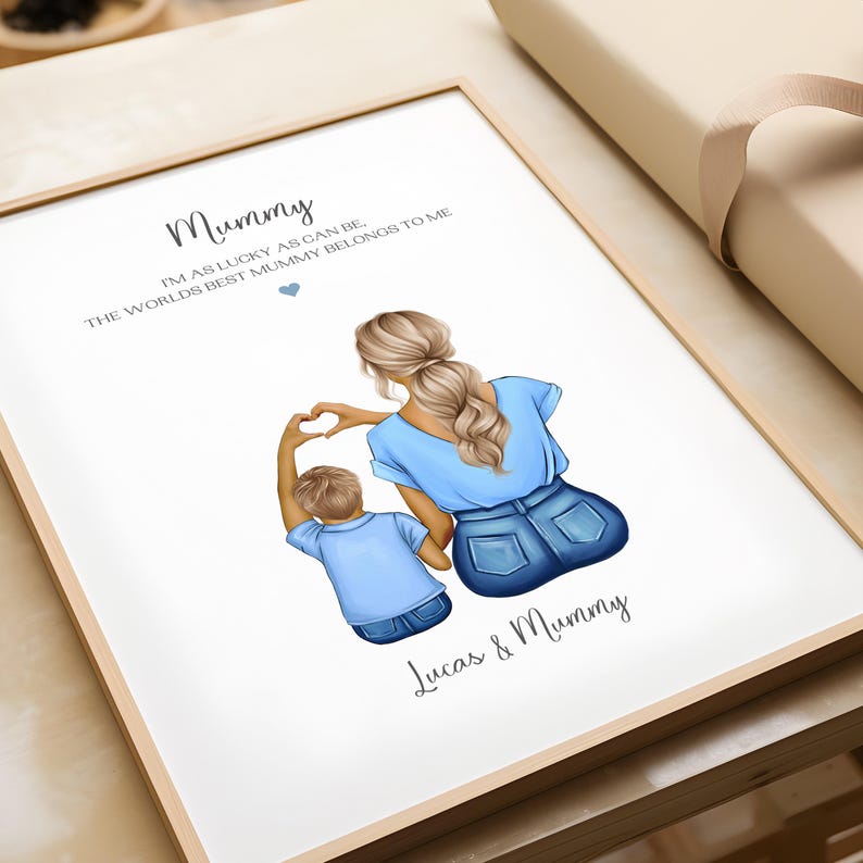 Personalised Mothers Day Gift, Gift For Mummy, Mum and Son Print, Mummy Birthday Present, Gift From Son, Mummy Gifts image 1