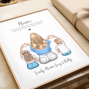 Gift For Auntie, Gift for Aunty, Birthday Present, Personalised Auntie Print, Auntie Birthday Gift, Christmas Gift, Auntie Nephew & Niece