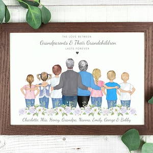 Personalised Grandparent Print, Personliazed Grandkids Print, Grandchildren Family Portrait, Grandparent Gift, Family Gift, Family Print