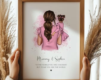 Mum and Daughter Personalised Print, Mum Birthday Gift, Mothers Day Gift For Mum, Mom Christmas Gift, Mum Gifts
