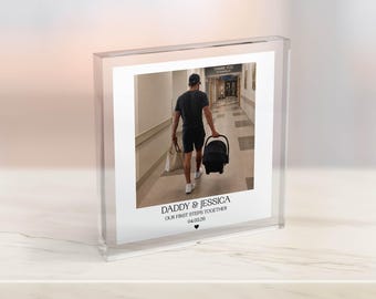 Bloque de fotos acrílico personalizado para papá primerizo, regalo para el primer Día del Padre, recuerdo del bebé recién nacido.