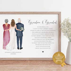 Gift For Grandma and Grandad On My Wedding Day, Personalised Grandparents of the Bride Print, Gift From Bride, Wedding Poem Print