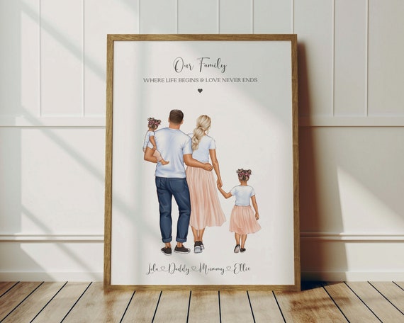 Build Your Own Personalised Family & Pets Print - Custom Wall Art Gift