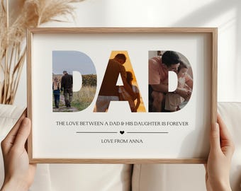 Father's Day Gift, Dad Photo Collage, Birthday Present, Gift From Daughter, Personalised Dad Print, Dad Photo Print, Gifts for Dad