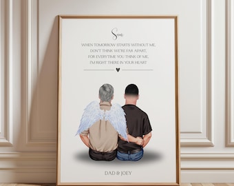 Son Loss of Dad Personalised Print, In Loving Memory of Dad, Dad and Son Memorial Gift, Sympathy Keepsake