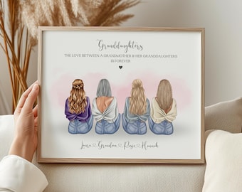 Personalised Print for Grandma, Gift for Nanny, Grandma Gift Idea, Gift from Granddaughters, Personalised Gift, Grandma Framed Print