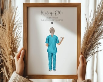 Lámina personalizada para matrona, arte personalizado para matrona, regalo de agradecimiento para matrona, obsequio de agradecimiento para matrona, lámina de retrato personalizada
