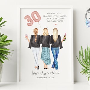 30th Birthday Gift For Her, Personalised 30th Birthday Present, Best Friend Print