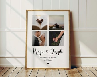 Wedding Photo Collage Gift, Personalised Photo Gift For Newly Weds, Anniversary Gift For Couples, Photo Print for Husband/Wife