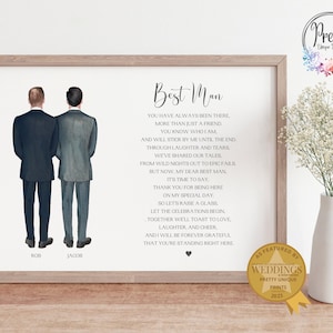 Gift For Best Man From Groom, Personalised Best Man Print, Best Man Gifts
