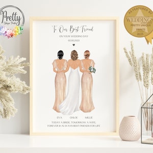 Regalo per la sposa dalle damigelle d&#39;onore, stampa personalizzata per la sposa e le damigelle d&#39;onore, regalo per la sposa da un&#39;amica, regalo per la sposa dalla damigella d&#39;onore