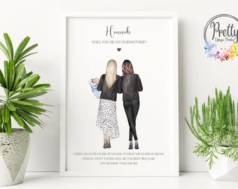 Godmother Proposal Gift, Personalised Godmother Print, Will You Be My Godmother Gift