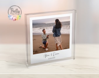 Personalised Engagement Photo Block, Custom Engaged Acrylic Photo, Engagement Gifts, Couple Gifts, Engagement Keepsake Memory Block