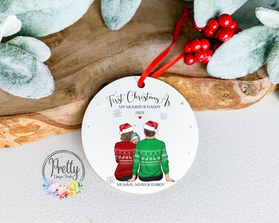 Pallina per il primo Natale come mamma e papà, regalo di Natale  personalizzato per neo genitori, pallina per neonato -  Italia