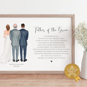 Gift for Father of the Groom on My Wedding Day, Gift from Bride and Groom, Personalised Wedding Poem Print, Gift for Dad
