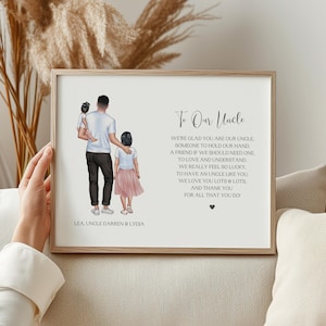 Personalised Gift For Uncle, Uncle Family Print, Birthday Gift For Uncle from Nephew, Toddler Uncle Gifts, Gift from Children, Gift For Him
