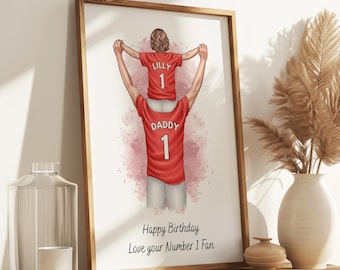 Regalo de cumpleaños para papá de parte de su hija, lámina de fútbol personalizada, regalo de fútbol personalizado para papá, lámina de fútbol para papá y para mí, regalo de cumpleaños para papá